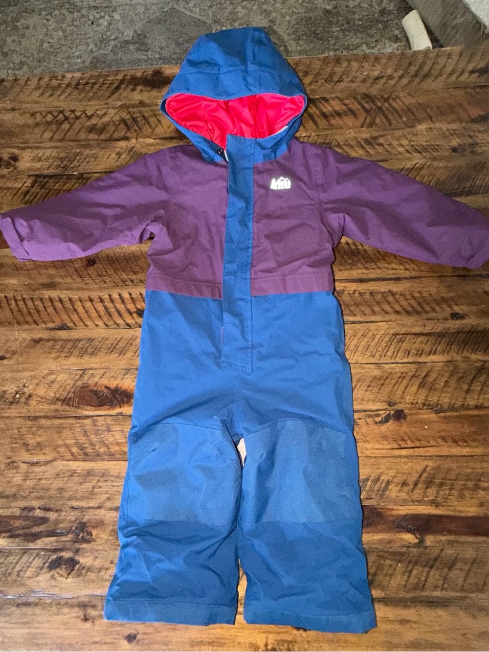 REI Kids Two-Tone Hooded Snow Suit - Purple, Blue & Pink Lining